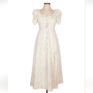 Lattelier, Size L || Cream & Spring Floral || Puff Sleeve Dress